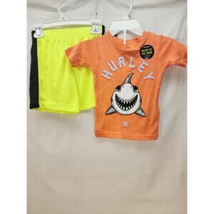 Hurley Outfit Boys Size 4 Shorts Short Sleeve Shirt Glow In The Dark Shirt